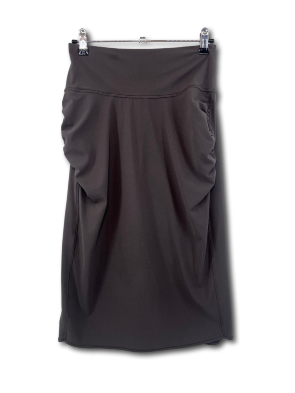 Athleta Transcend Skirt High Rise Midi Gray Ruched Stretch Women’s M Athleisure
